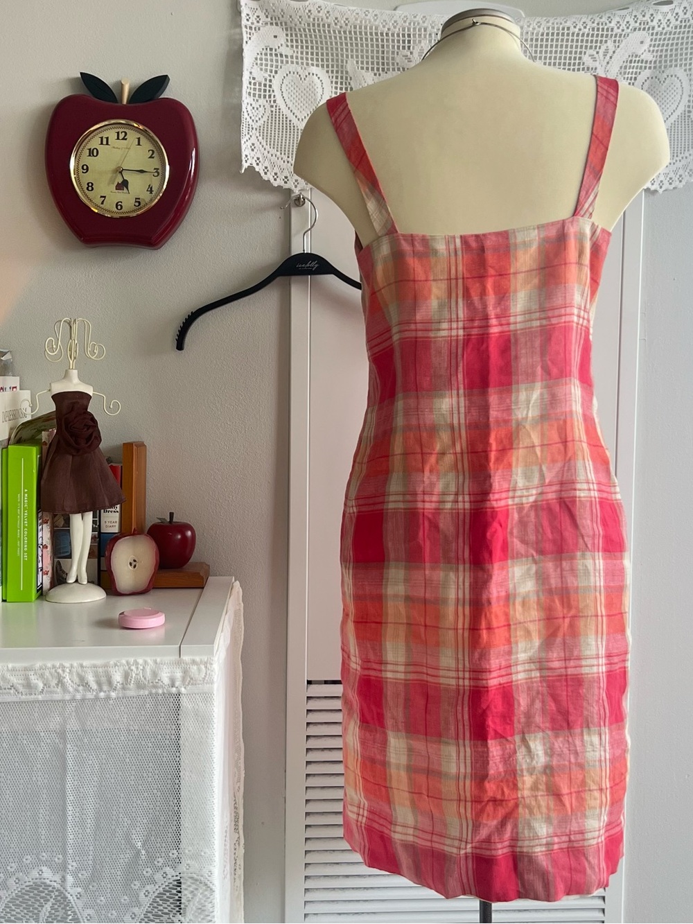 Vintage Jones New York linen pink plaid midi dress - Picture 6 of 10